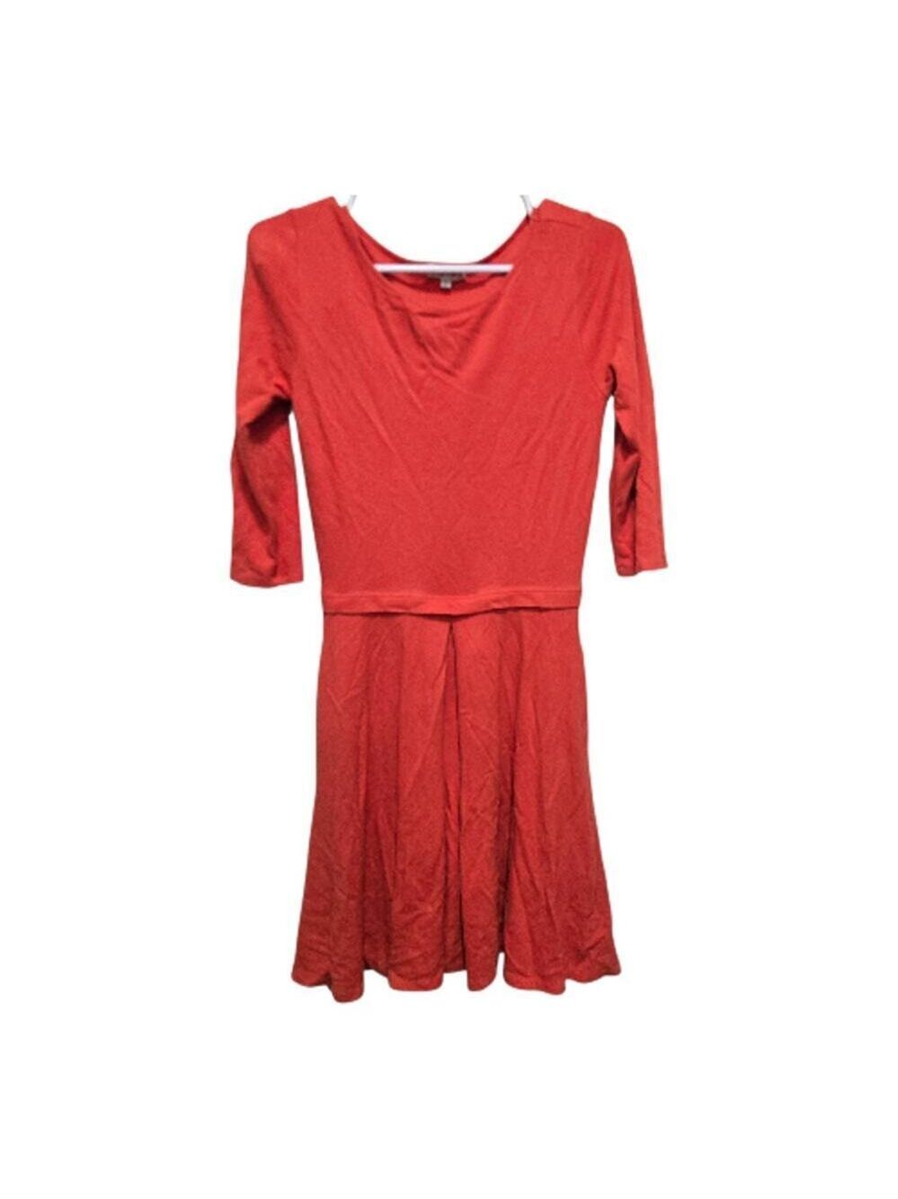 Reiss Red Fit Flare Dress Fawn Stretch Knit US 6